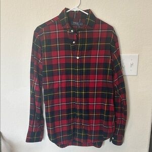 Polo by Ralph Lauren Men's Red and Green Holiday Twill Plaid Shirt